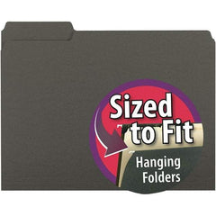 SMEAD - 11-5/8 x 9-3/16", Letter Size, Black, File Folders with Top Tab - 11 Point Stock, Assorted Tab Cut Location - Exact Tool & Supply