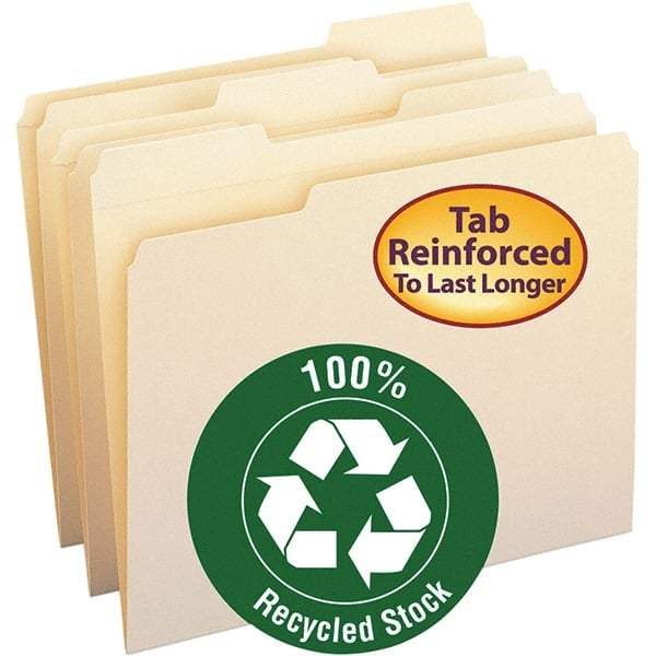 SMEAD - 11-5/8 x 9-1/2", Letter Size, Manila, File Folders with Top Tab - 11 Point Stock, Assorted Tab Cut Location - Exact Tool & Supply
