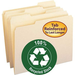 SMEAD - 11-5/8 x 9-1/2", Letter Size, Manila, File Folders with Top Tab - 11 Point Stock, Assorted Tab Cut Location - Exact Tool & Supply