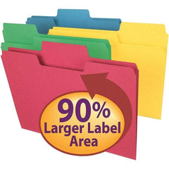 SMEAD - 11-5/8 x 9-1/2", Letter Size, Assorted Colors, File Folders with Top Tab - 11 Point Stock, Assorted Tab Cut Location - Exact Tool & Supply