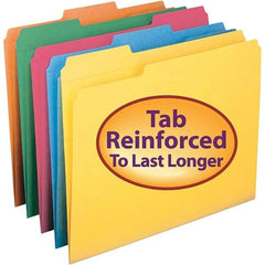 SMEAD - 11-5/8 x 9-1/2", Letter Size, Assorted Colors, File Folders with Top Tab - 11 Point Stock, Assorted Tab Cut Location - Exact Tool & Supply