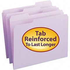 SMEAD - 11-5/8 x 9-1/2", Letter Size, Lavender, File Folders with Top Tab - 11 Point Stock, Assorted Tab Cut Location - Exact Tool & Supply