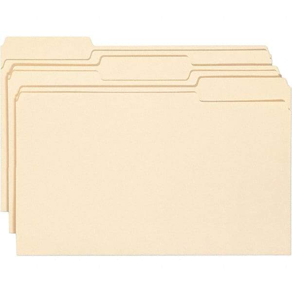 SMEAD - 14-3/4 x 9-1/2", Legal, Manila, File Folders with Top Tab - 11 Point Stock, Assorted Tab Cut Location - Exact Tool & Supply