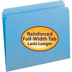 SMEAD - 11-5/8 x 9-1/2", Letter Size, Blue, File Folders with Top Tab - 11 Point Stock, Straight Tab Cut Location - Exact Tool & Supply