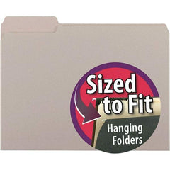 SMEAD - 11-5/8 x 9-3/16", Letter Size, Gray, File Folders with Top Tab - 11 Point Stock, Assorted Tab Cut Location - Exact Tool & Supply