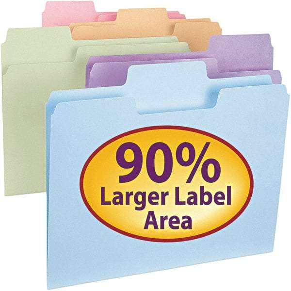 SMEAD - 11-5/8 x 9-1/2", Letter Size, Assorted Colors, File Folders with Top Tab - 11 Point Stock, Assorted Tab Cut Location - Exact Tool & Supply