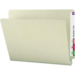 SMEAD - 12-1/4 x 9-1/2", Letter Size, Gray-Green, File Folders with End Tab - 25 Point Stock, Straight Tab Cut Location - Exact Tool & Supply