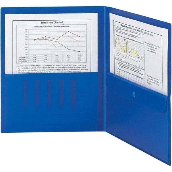 SMEAD - 11 x 8-1/2", Letter Size, Blue, Two Pocket Folder - Exact Tool & Supply