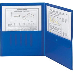 SMEAD - 11 x 8-1/2", Letter Size, Blue, Two Pocket Folder - Exact Tool & Supply