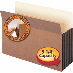 SMEAD - 14-3/4 x 9-1/2", Legal, Redrope, 5-1/4" Expanding Wallet - 11 Point Stock, Straight Tab Cut Location - Exact Tool & Supply