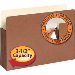 SMEAD - 14-3/4 x 9-1/2", Legal, Redrope, 3-1/2" Expanding Wallet - 11 Point Stock, Straight Tab Cut Location - Exact Tool & Supply
