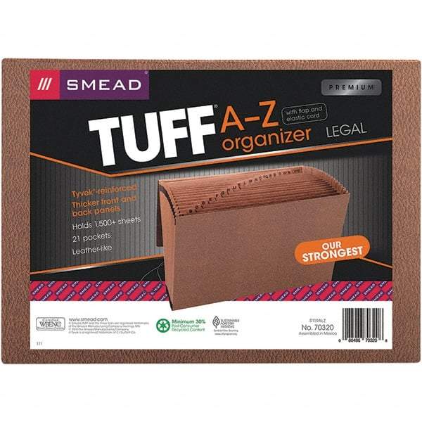 SMEAD - 15 x 10", Legal, Redrope, A-Z Indexed Expanding Files - Assorted Tab Cut Location - Exact Tool & Supply