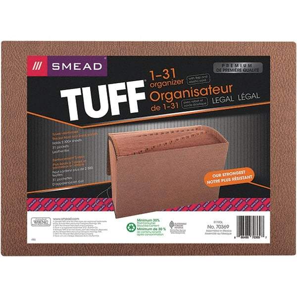 SMEAD - 15 x 10", Legal, Redrope, 1-31 Indexed Expanding Files - Assorted Tab Cut Location - Exact Tool & Supply