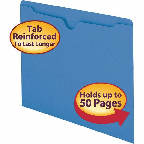 SMEAD - 11-3/4 x 9-1/2", Letter Size, Blue, File Folders with Top Tab - 11 Point Stock, Straight Tab Cut Location - Exact Tool & Supply