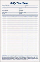 TOPS - 5-1/2" High x 8-1/2" Wide Daily Time & Job Sheets - Gray, White, Use with Manual Entries - Exact Tool & Supply