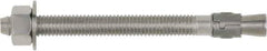 Powers Fasteners - 1/4" Diam, 1/4" Drill, 1-3/4" OAL, 2-3/4" Min Embedment Wedge Expansion Concrete Anchor - 316 Stainless Steel, Hex Head, Hex Drive, 3/4" Thread Length - Exact Tool & Supply