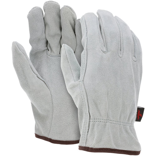 Drivers Glove - Natural Pearl Gray Split Leather - Select Grade - Straight Thumb - Size Large - Exact Tool & Supply