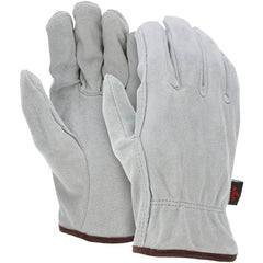 Drivers Glove - Natural Pearl Gray Split Leather - Select Grade - Straight Thumb - Size Large - Exact Tool & Supply