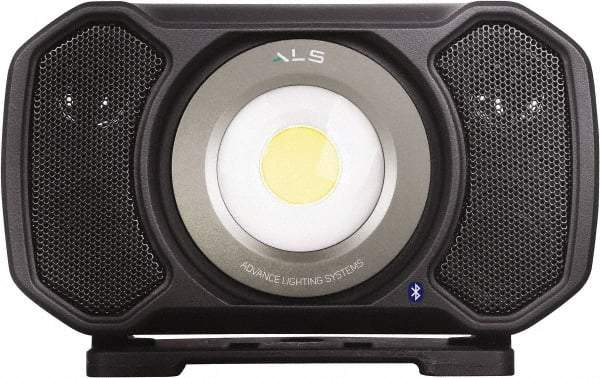 Advanced Lighting Systems - 7.2 Volt, Black Audio Work Light - 2,000 Lumens, 18/2 Wire Gage, Corded & Rechargeable Battery, LED Lamp - Exact Tool & Supply