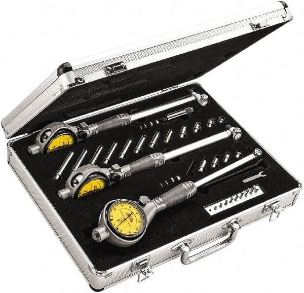 Starrett - 50" to 160" Dial Bore Gage Set - 0.01mm Graduation, 300" Gage, Hardened Tool Steel - Exact Tool & Supply