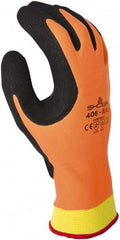 SHOWA - Size 2XL (10) Rubber Coated Rubber Cold Protection Work Gloves - For Winter Transportation, Field Work, Cold Storage, Fully Coated, Gauntlet Cuff, Full Fingered, Orange, Paired - Exact Tool & Supply