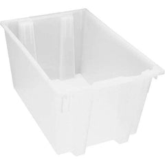 Quantum Storage - 100 Lb Load Capacity Clear Polypropylene Tote Container - Stacking, Nesting, 15" Long x 19-1/2" Wide x 29" High - Exact Tool & Supply