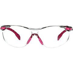 3M - Clear Lenses, Frameless Safety Glasses - Anti-Fog, Pink, Black Frame, Size Universal, Wrap Around - Exact Tool & Supply