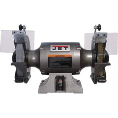 Jet - 8" Wheel Diam, 1 hp Bench Grinder - 5/8" Arbor Hole Diam, 1 Phase, 3,450 Max RPM, 115 Volts - Exact Tool & Supply