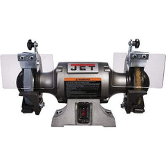 Jet - 6" Wheel Diam, 1/2 hp Bench Grinder - 1/2" Arbor Hole Diam, 1 Phase, 3,450 Max RPM, 115 Volts - Exact Tool & Supply