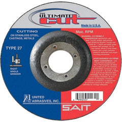 Sait - 5" Wheel Diam, 7/8" Arbor Hole, Type 27 Depressed Center Wheel - Coarse Grade, Ceramic, 12,200 Max RPM - Exact Tool & Supply