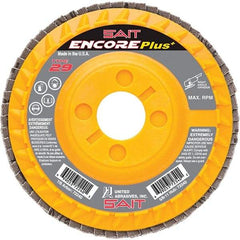 Sait - 40 Grit, 4-1/2" Disc Diam, 7/8" Center Hole, Type 29 Zirconia Alumina Flap Disc - 13,300 Max RPM, Plastic Backing, Arbor Attaching System, Coated - Exact Tool & Supply