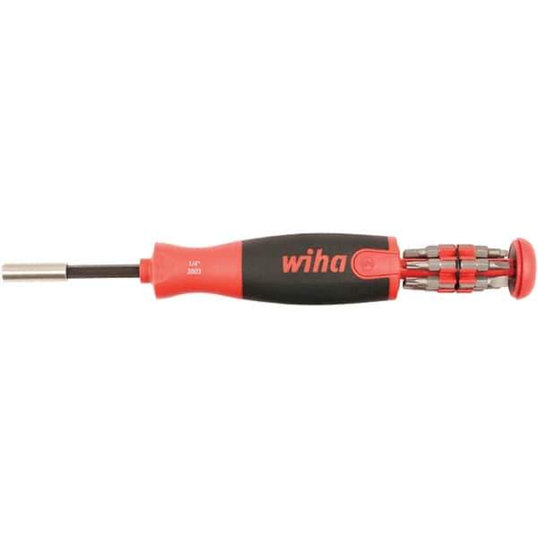 Wiha - 13 Piece, 1/4" Drive Screwdriver Bit Set - #1 & #2 Phillips, T20, T25 & T30 Torx, #1 & #2 Square Recess, #1 & #2 Slotted, Hex - Exact Tool & Supply