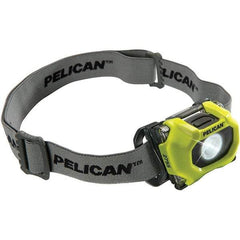 Pelican Products, Inc. - White LED Bulb, 118 Lumens, Hands-free Flashlight - Yellow Polycarbonate Body, 3 AAA Alkaline Batteries Included - Exact Tool & Supply