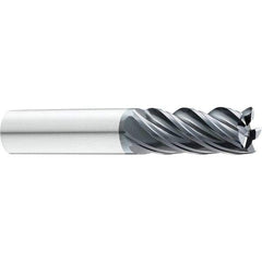 SGS - 5/16", 5/8" LOC, 5/16" Shank Diam, 2-1/2" OAL, 5 Flute, Solid Carbide Square End Mill - Single End, AlTiN Finish, Spiral Flute, 37° Helix, Centercutting, Right Hand Cut, Right Hand Flute, Series Z5S - Exact Tool & Supply