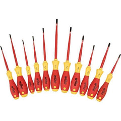 Wiha - 8 Piece Slotted, Phillips, Square & Terminal Xeno Screwdriver Set - Bit Sizes: Philips #1 & #2, Comes in Box - Exact Tool & Supply