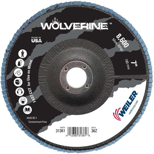 7″ Vortec Pro Abrasive Flap Disc, Angled, Phenolic Backing, 36Z, 7/8″ Arbor Hole - Exact Tool & Supply