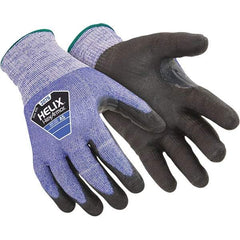 HexArmor - Size 2XS (5), ANSI Cut Lvl A5, Puncture Lvl 5, Abrasion Lvl 5, Polyurethane Coated Cut Resistant Gloves - Palm & Fingers Coated, Knit Wrist, Blue/Black, Paired - Exact Tool & Supply