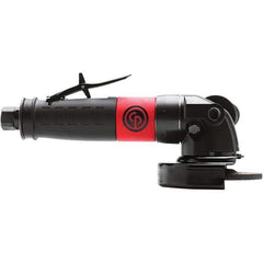 Chicago Pneumatic - 4" Wheel Diam, 12,000 RPM, Pneumatic Angle & Disc Grinder - 3/8-24 Spindle, 56 CFM, Rear Exhaust - Exact Tool & Supply
