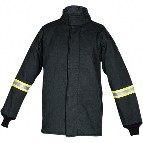 Oberon - Size 2XL Arc Flash Coat - Black, Aramid, Zipper with Hook & Loop Flap Closure, 50" Chest - Exact Tool & Supply