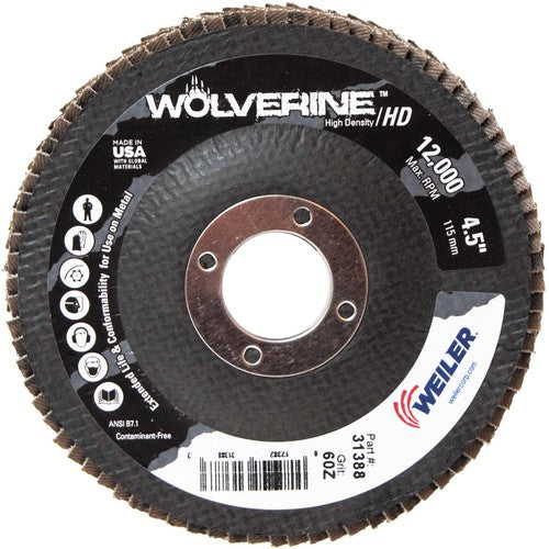 4 1/2″ - 7/8″ - 60 Grit - T29 Zirconium Wolverine Fast Cut Flap Disc - Exact Tool & Supply