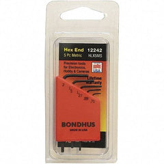 Bondhus - 5 Piece, L-Key Hex Key Set - 0.71 to 2mm Range, Protanium Steel - Exact Tool & Supply