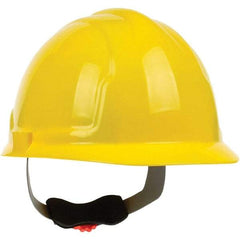 PRO-SAFE - ANSI Type I, Class E Rated, 4-Point, Ratchet Adjustment Hard Hat - Yellow, Standard Brim - Exact Tool & Supply