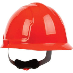 PRO-SAFE - ANSI Type I, Class E Rated, 4-Point, Ratchet Adjustment Hard Hat - Hi-Viz Orange, Standard Brim - Exact Tool & Supply