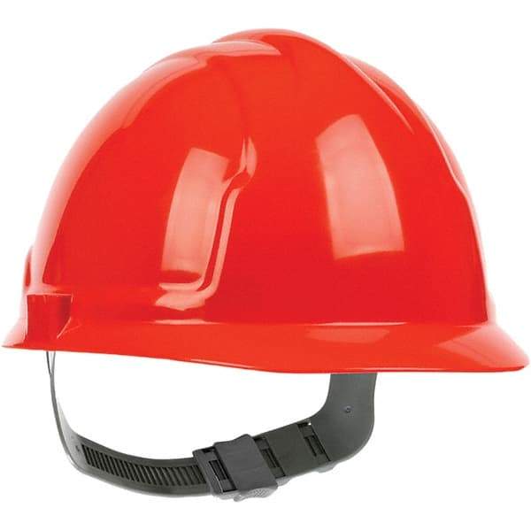 PRO-SAFE - ANSI Type I, Class E Rated, 4-Point, Pin Lock Adjustment Hard Hat - Hi-Viz Orange, Standard Brim - Exact Tool & Supply
