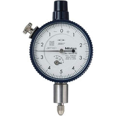 Mitutoyo - 1/4" Range, 0-5-0 Dial Reading, 0.0001" Graduation Dial Drop Indicator - 40mm Dial, 0.01" Range per Revolution, 0.0001" Accuracy, Revolution Counter - Exact Tool & Supply