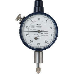 Mitutoyo - 1/8" Range, 0-25-0 Dial Reading, 0.0005" Graduation Dial Drop Indicator - 40mm Dial, 0.05" Range per Revolution, 0.0005" Accuracy, Revolution Counter - Exact Tool & Supply