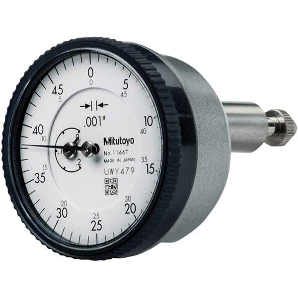 Mitutoyo - 0.2" Range, 0-50 Dial Reading, 0.001" Graduation Dial Drop Indicator - 40mm Dial, 1/2" Range per Revolution, 0.001" Accuracy, Revolution Counter - Exact Tool & Supply