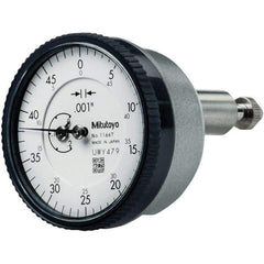 Mitutoyo - 0.2" Range, 0-50 Dial Reading, 0.001" Graduation Dial Drop Indicator - 40mm Dial, 1/2" Range per Revolution, 0.001" Accuracy, Revolution Counter - Exact Tool & Supply