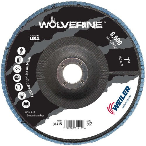 7″ Vortec Pro Abrasive Flap Disc, Flat, Phenolic Backing, 60Z, 7/8″ Arbor Hole - Exact Tool & Supply