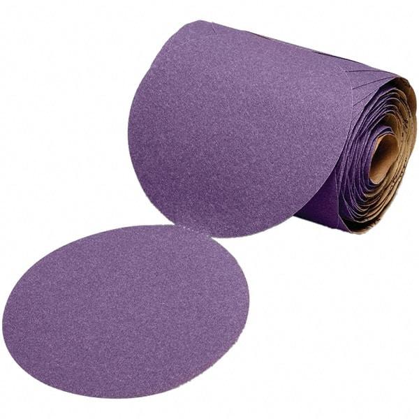 3M - 5" Diam, 320 Grit Ceramic Adhesive PSA Disc - Extra Fine Grade, Purple, Polyester Backing, Flexible, 12,000 Max RPM, Use with Random Orbital Sanders - Exact Tool & Supply